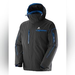 Salomon Men's Black Ski Jacket with Blue Highlights